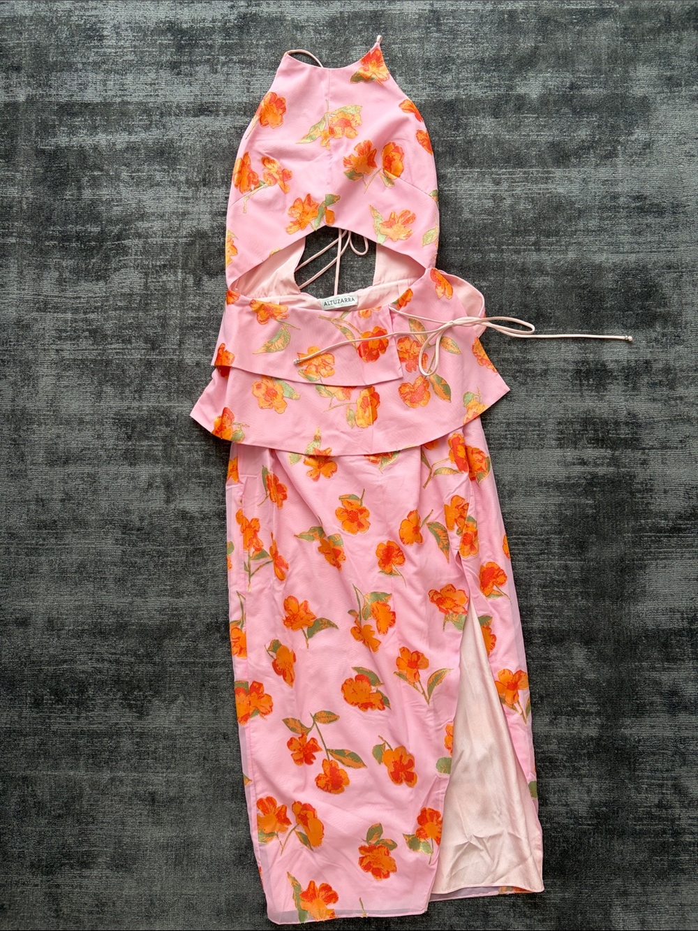 Altuzarra Pink Floral Halter Dress